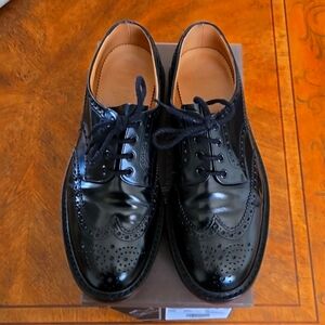 Church's Black Leather Brogues Red Rubber Commando Sole